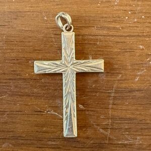 Vintage Engraved Gold Cross Pendant